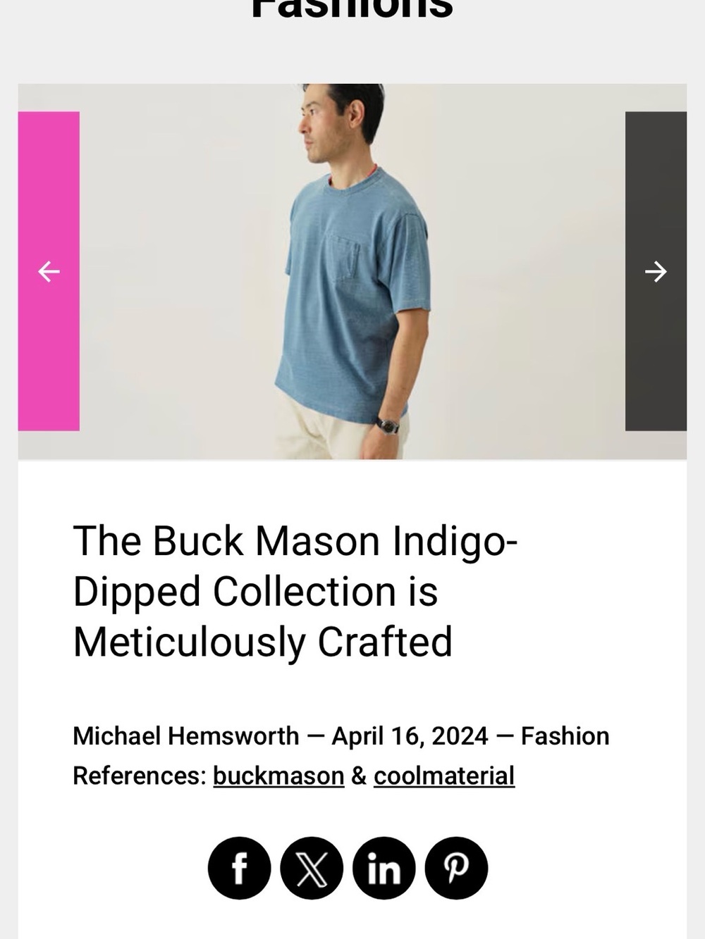 Buck Mason Indigo Crewneck Tee